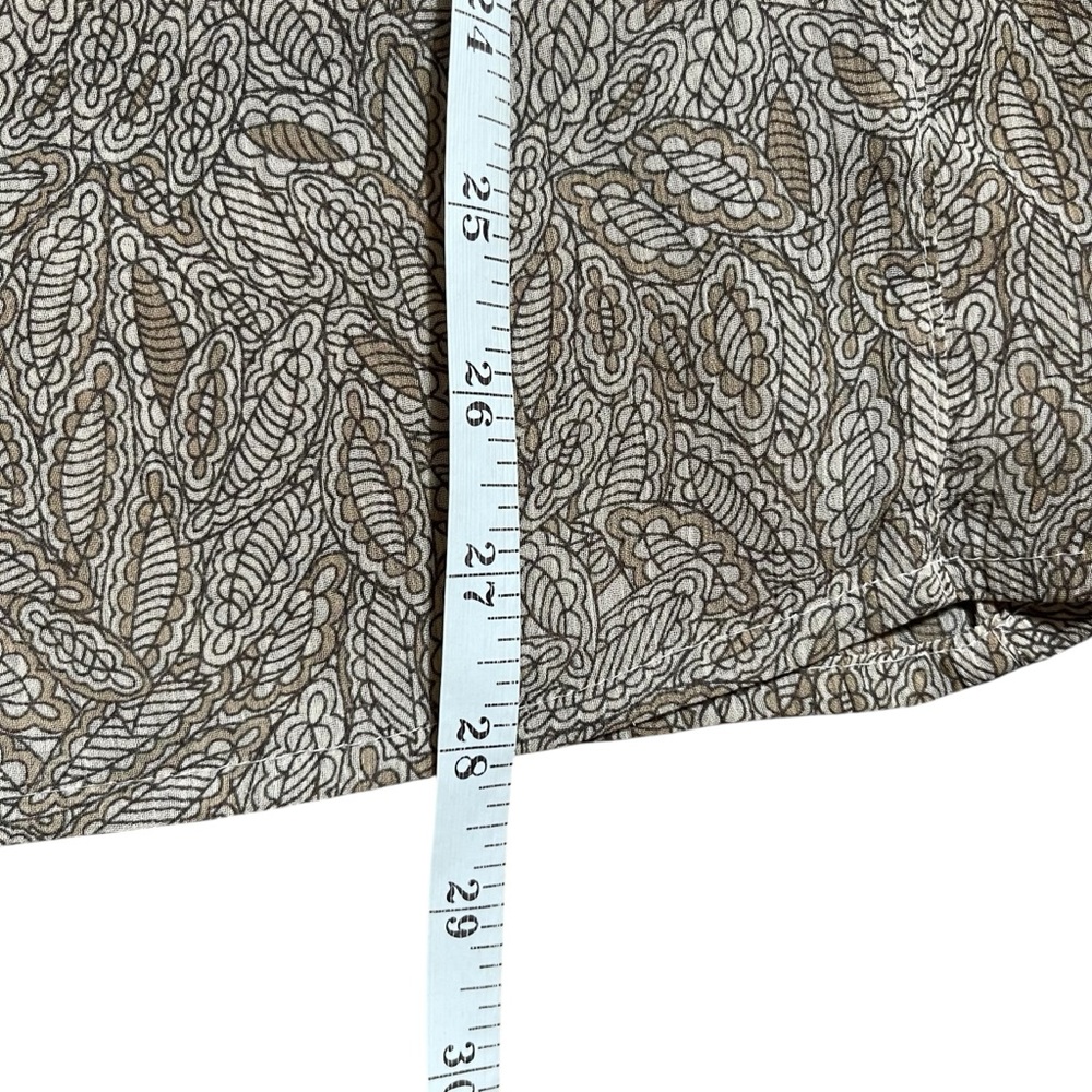 Apostrophe Sheer Layering Leaf Pattern Half Button Blouse in Brown &‎ Tan 24W - Picture 6 of 8